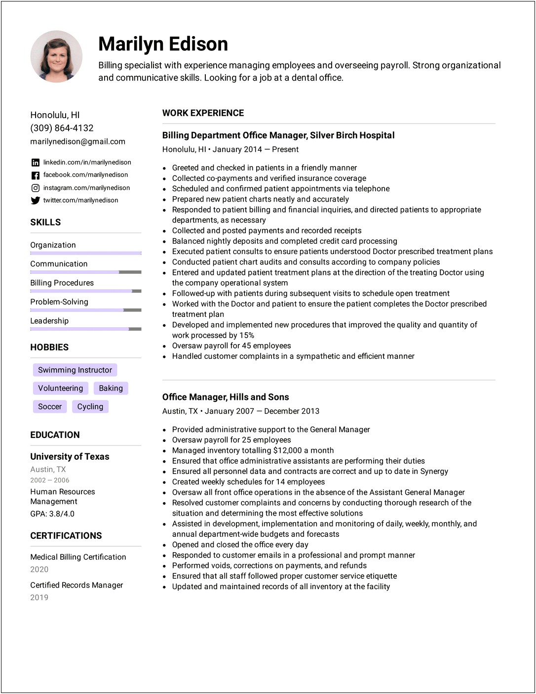 Example Of A Chronological Resume Format