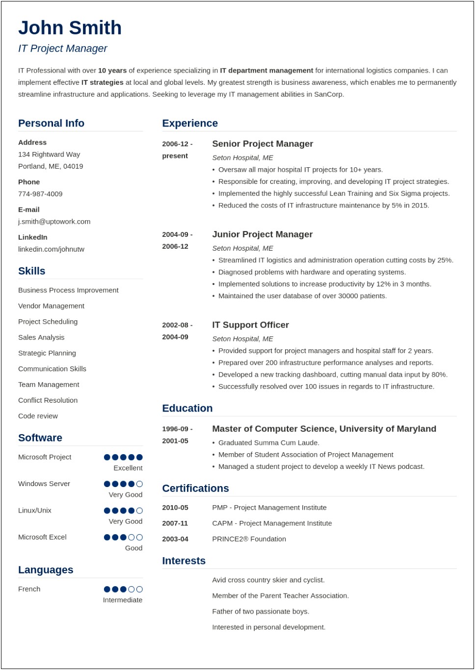 Example Of A Good Basic Resume