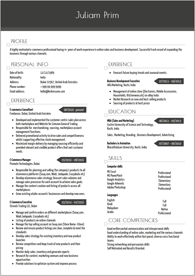 Example Of A Good Communications Resume