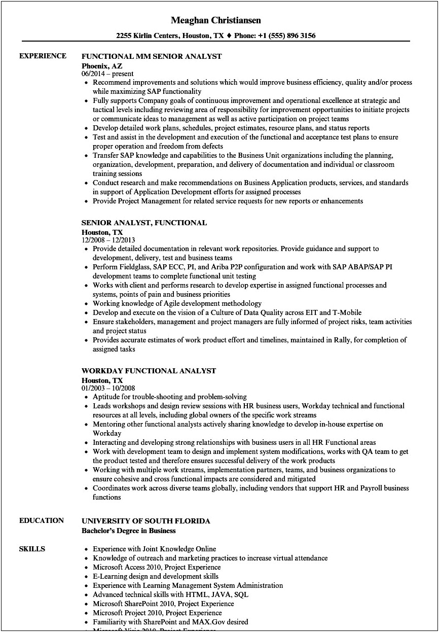 Example Of A Good Functional Resume