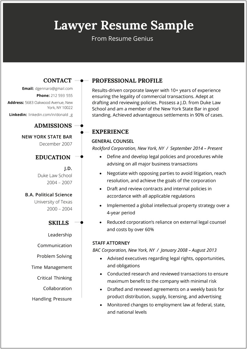 Example Of A Legal Assistant Resume