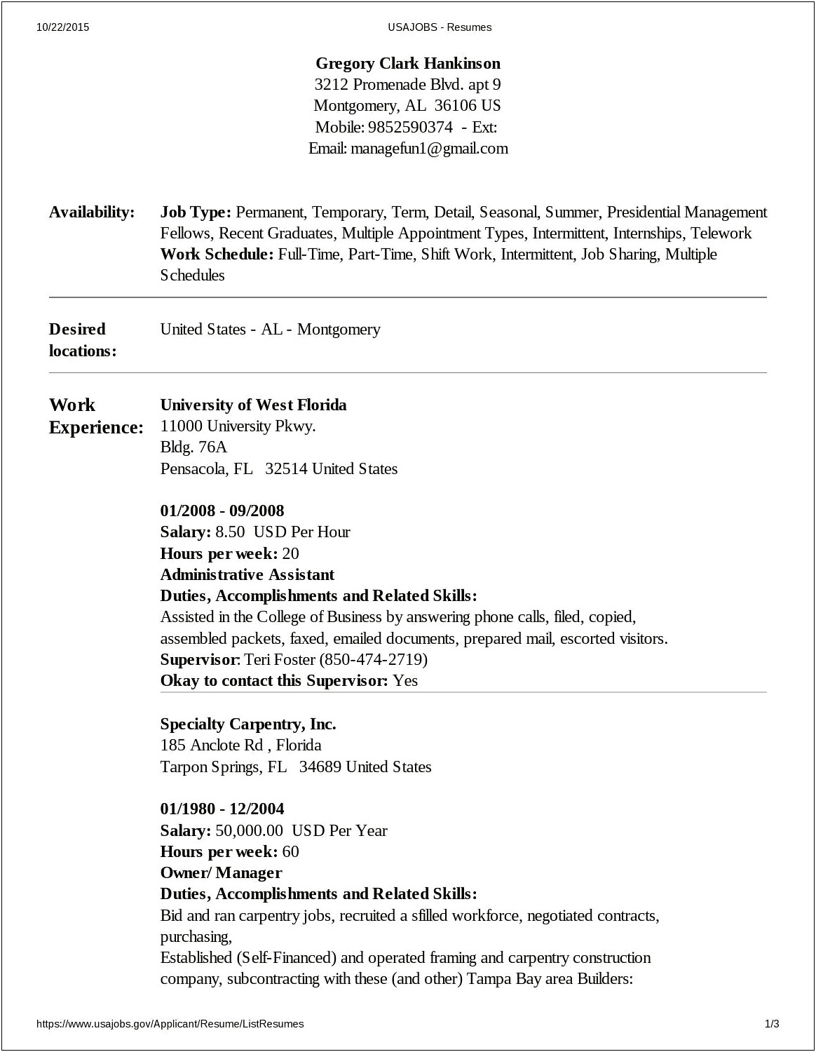 Example Of A Resume For Usajobs.gov