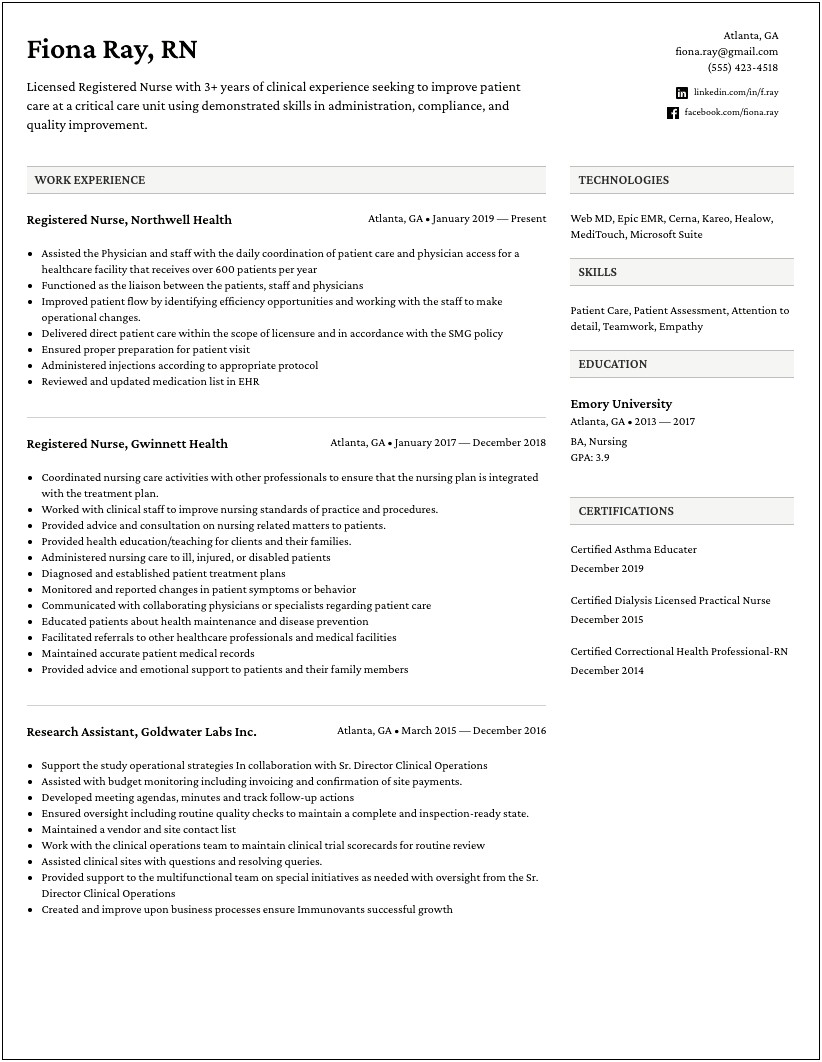 Example Of A Resume With Certifications