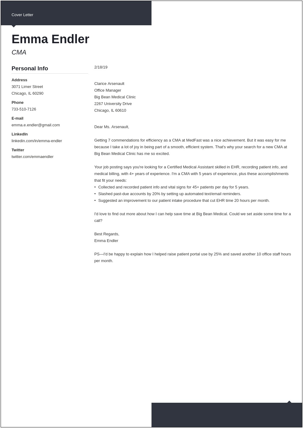 Example Of A Short Cover Letter Resume