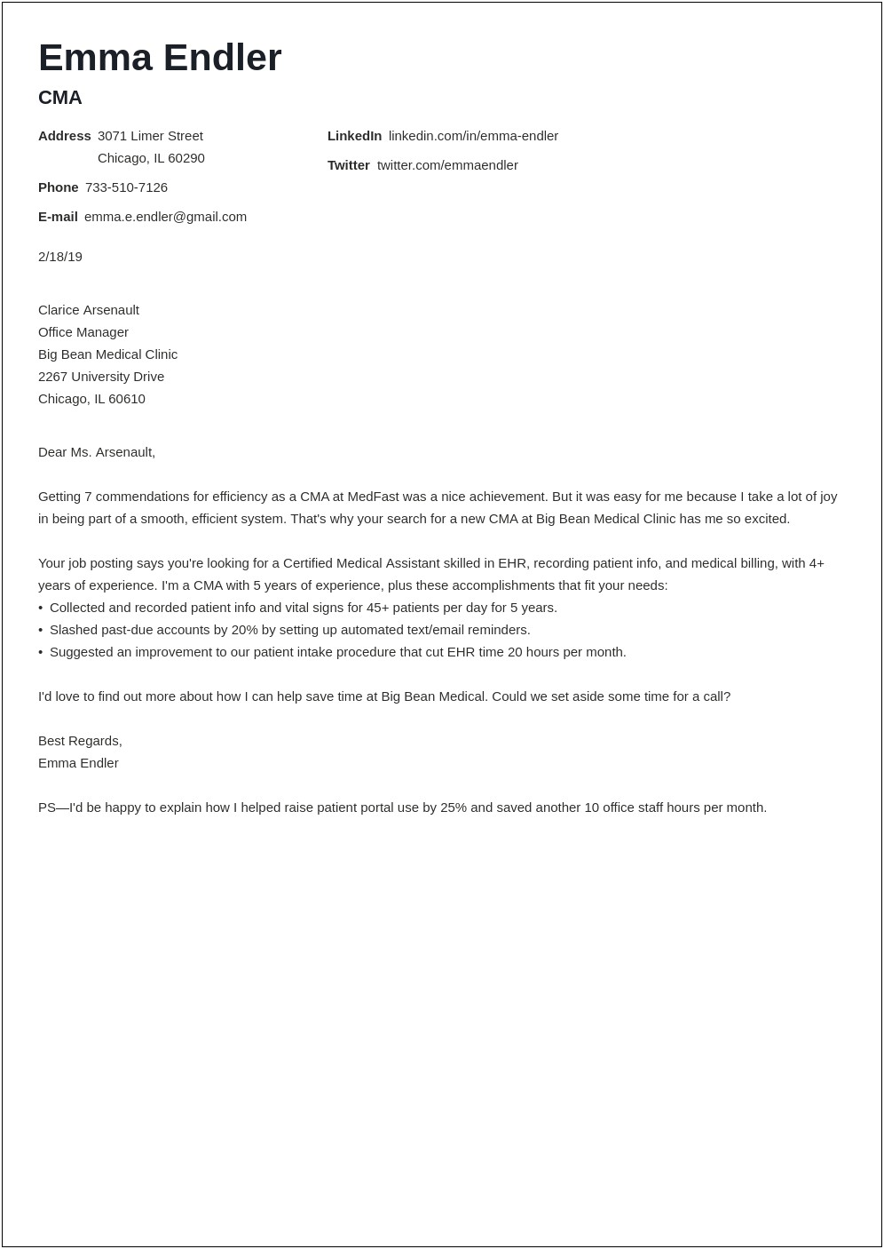 Example Of A Simple Cover Letter For Resume