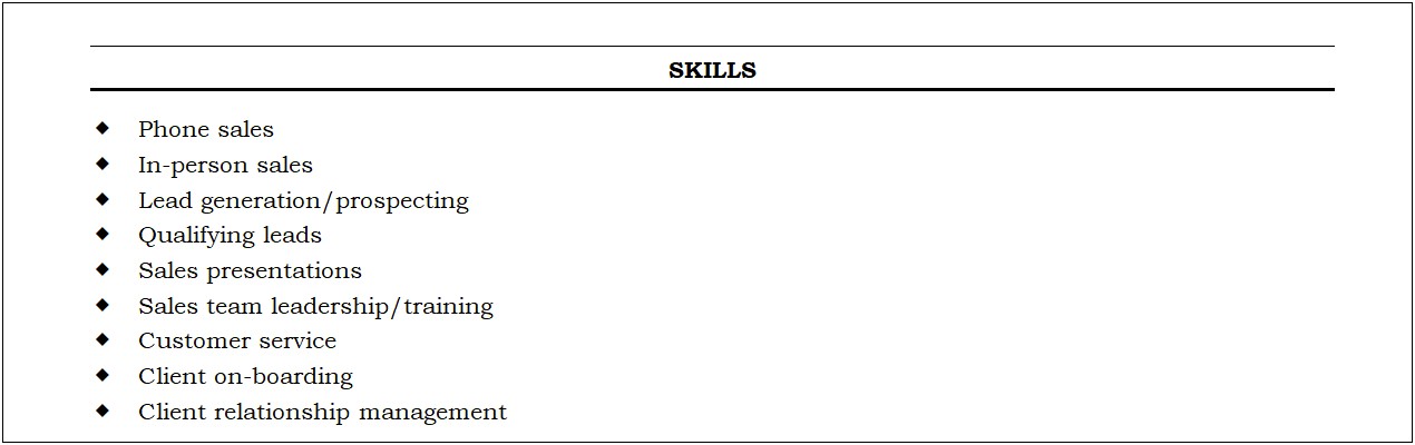 Example Of A Skills Section Resume