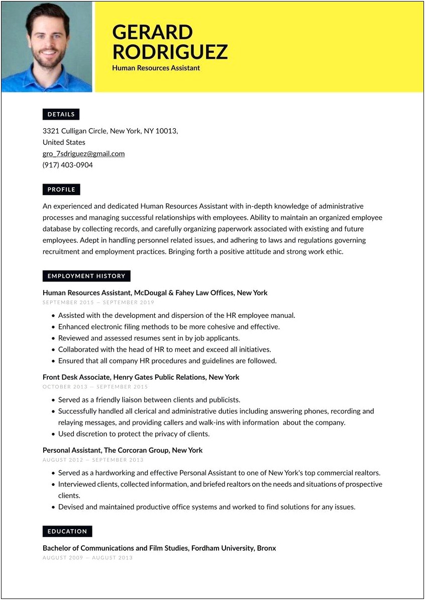 Example Of A Strong Hr Resume