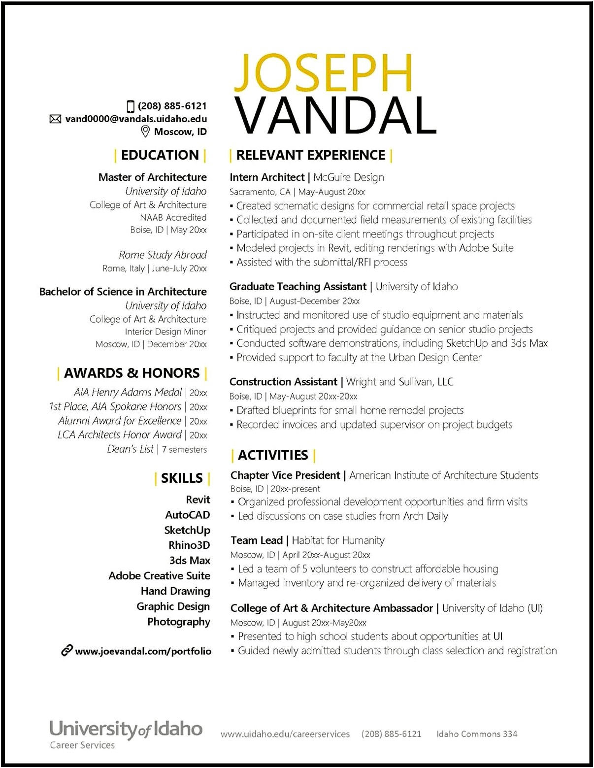 Example Of A Student Resume For College Application