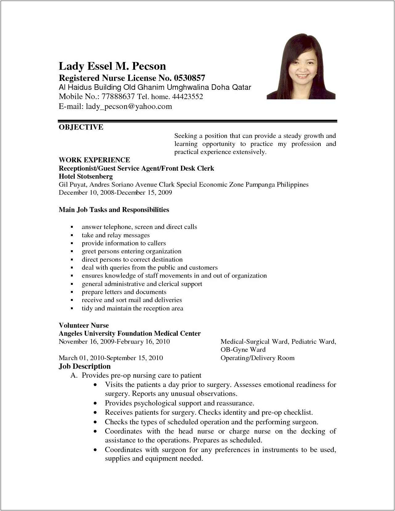 Example Of An Objective On Resume