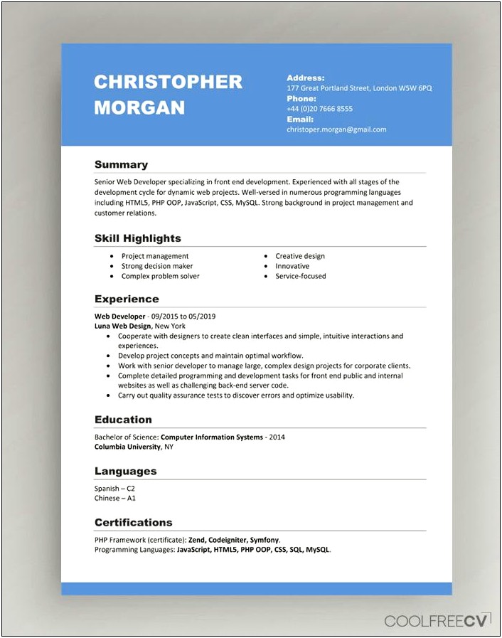 Example Of Child Resume For Modeling