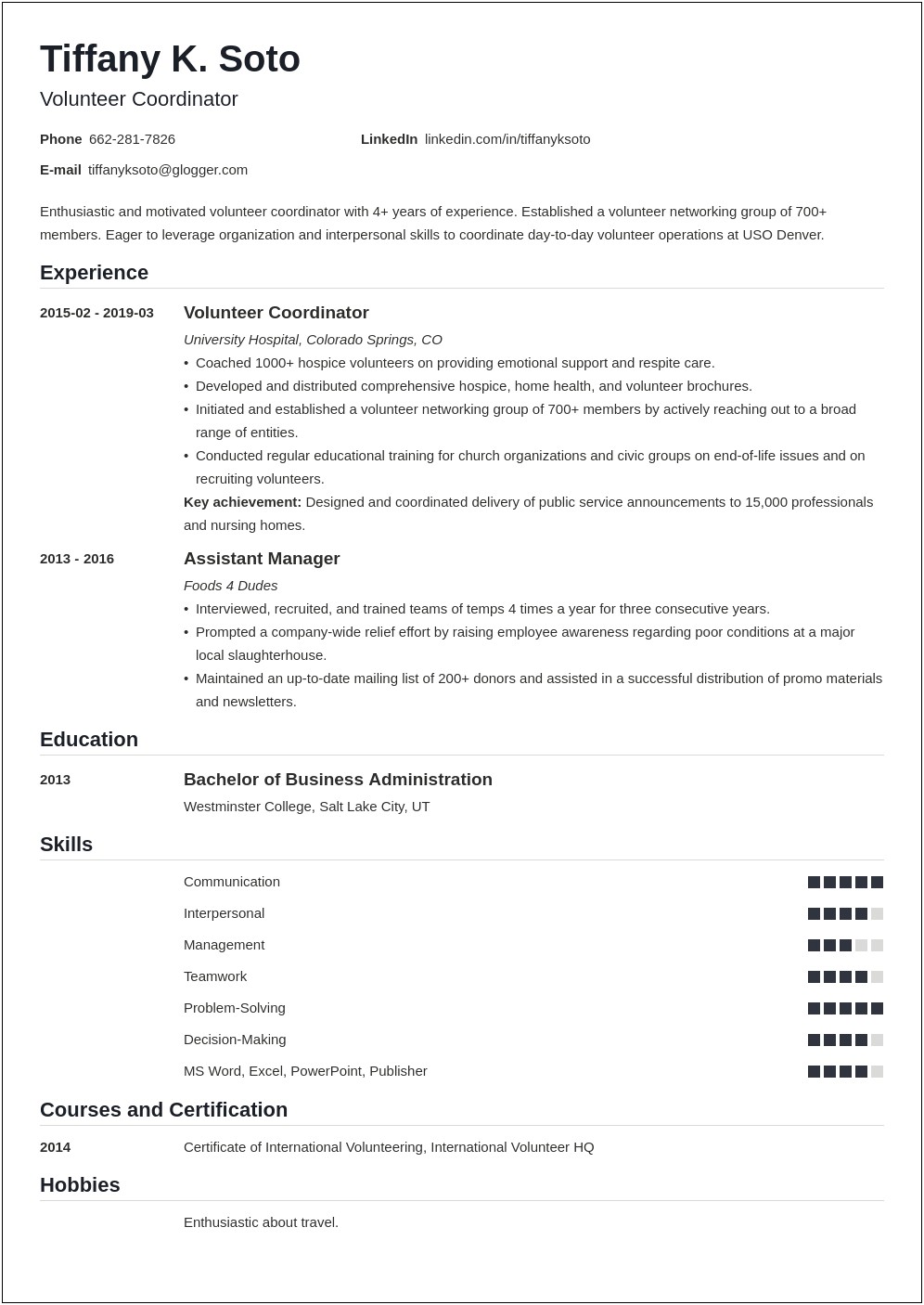 Example Of Civic Work On Resume