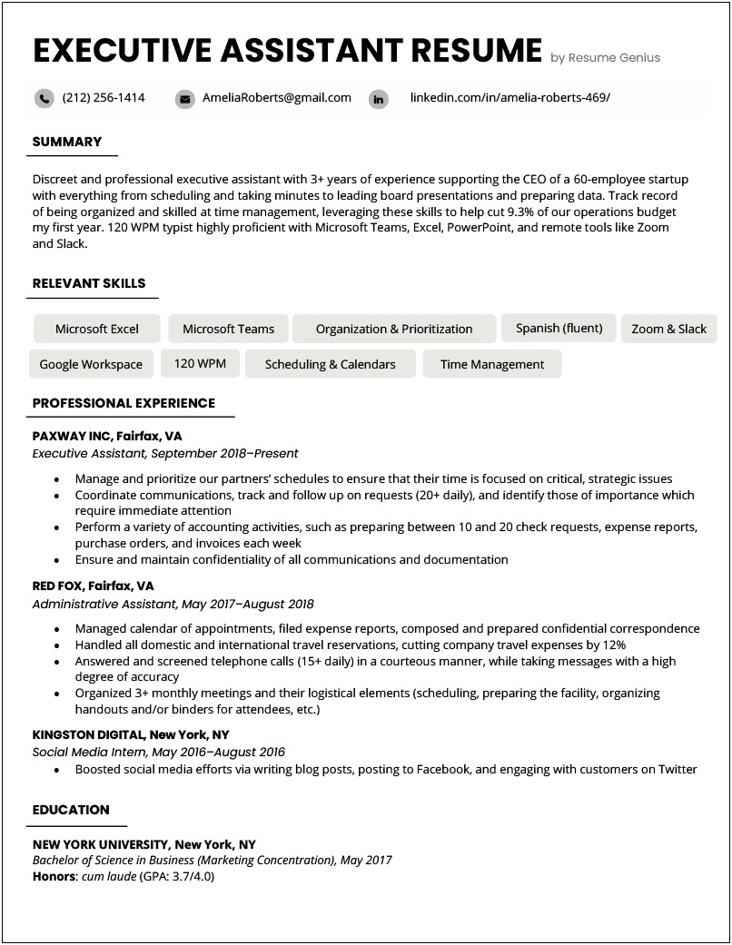 Example Of Entry Level Administrative Assistant Resume