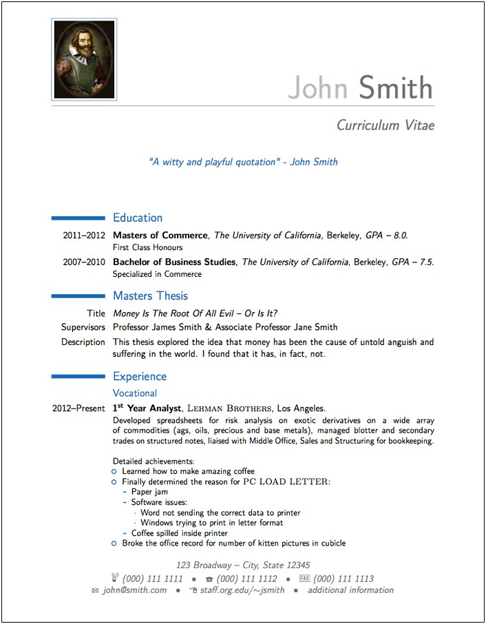 Example Of First Rate Teaching Resume