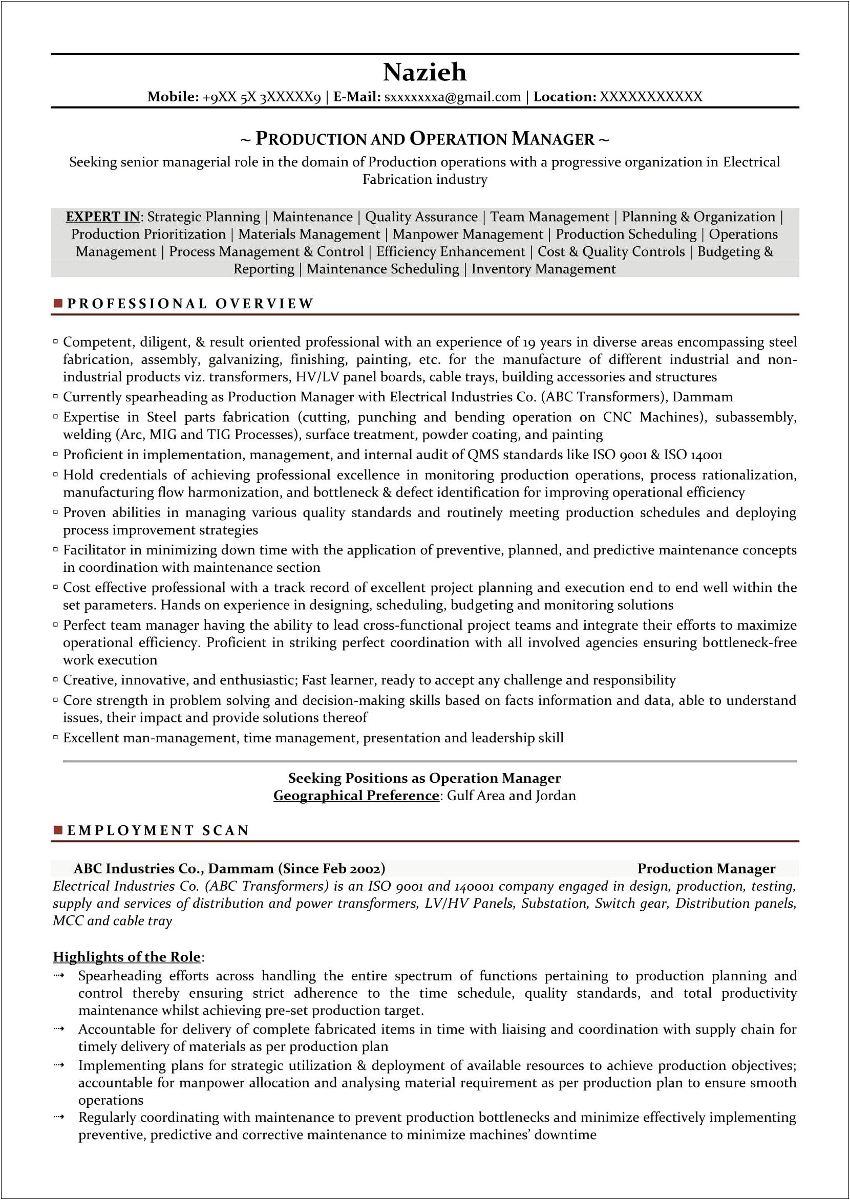 Example Of Health Care Supervisor Resume