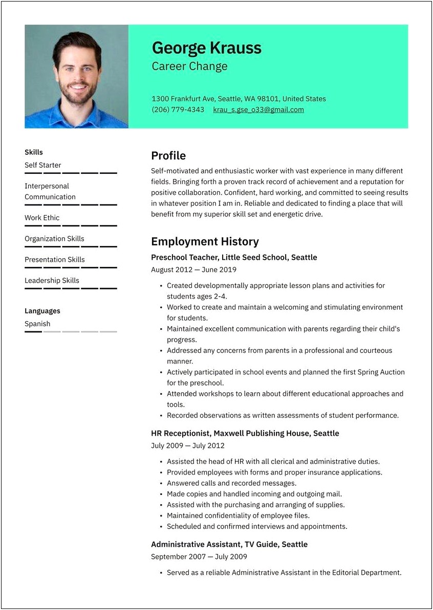Example Of Job Duties For Resume