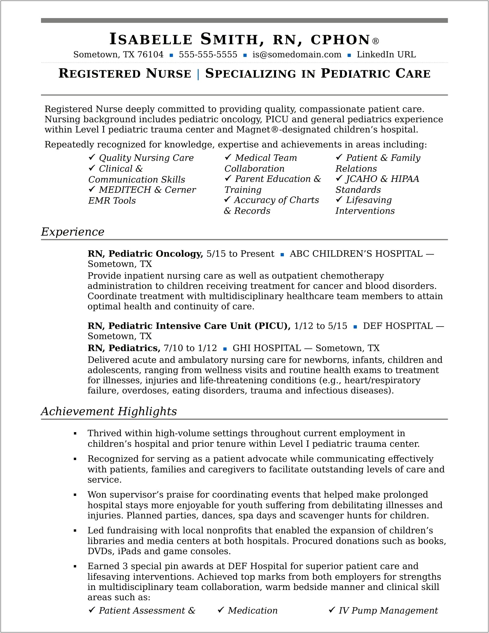 Example Of Medical Icu Nurse Resume