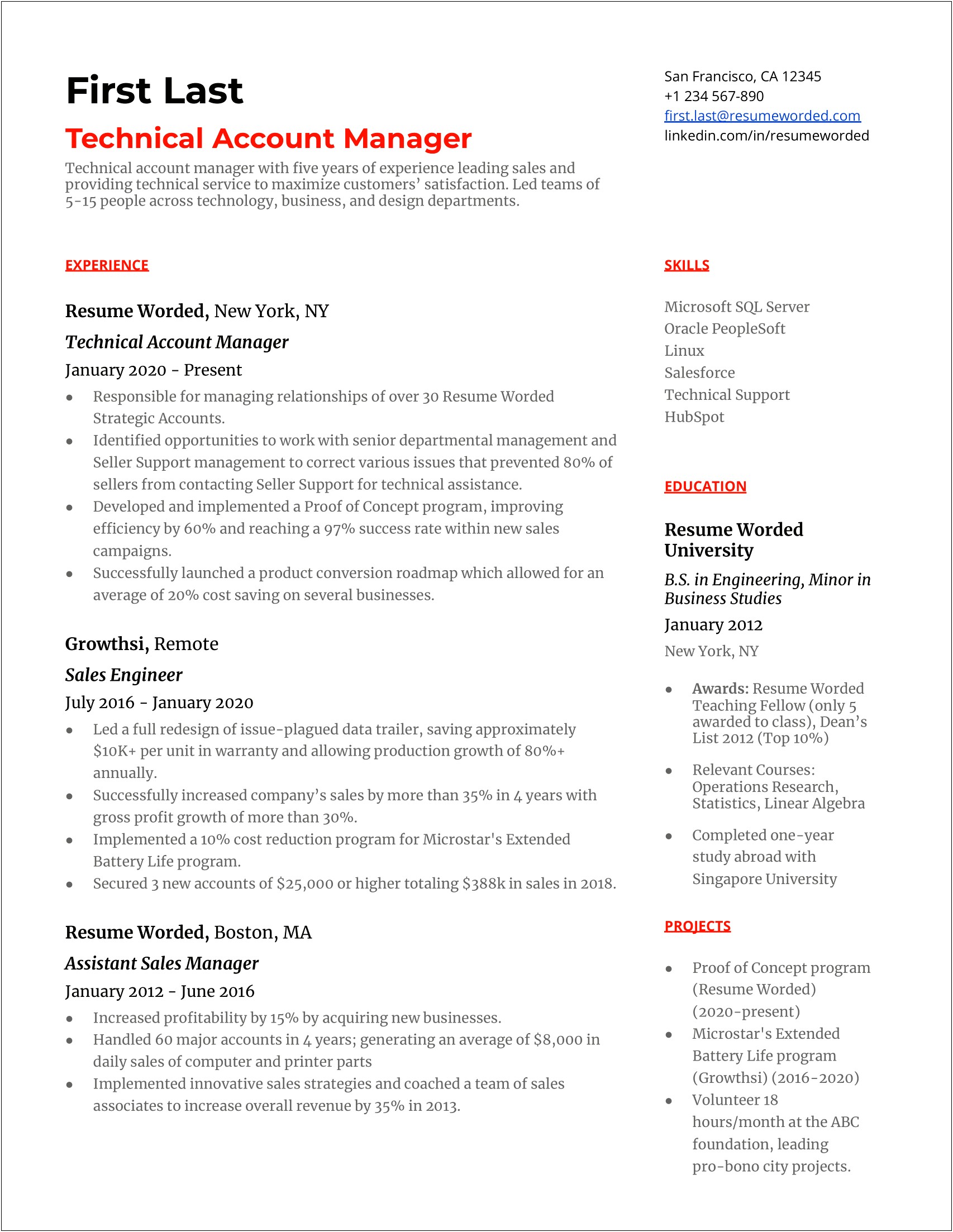 Example Of National Account Manager Resume