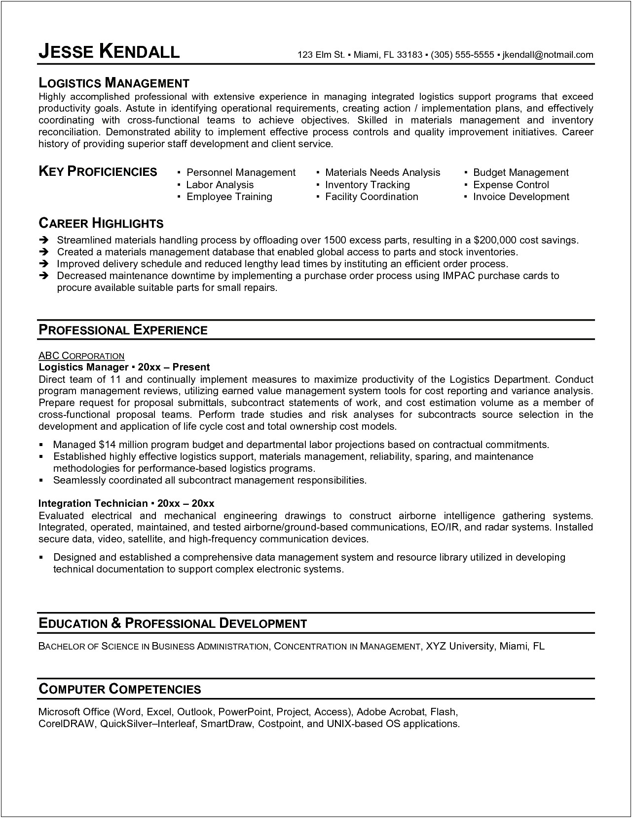 Example Of Objective For Management Resume
