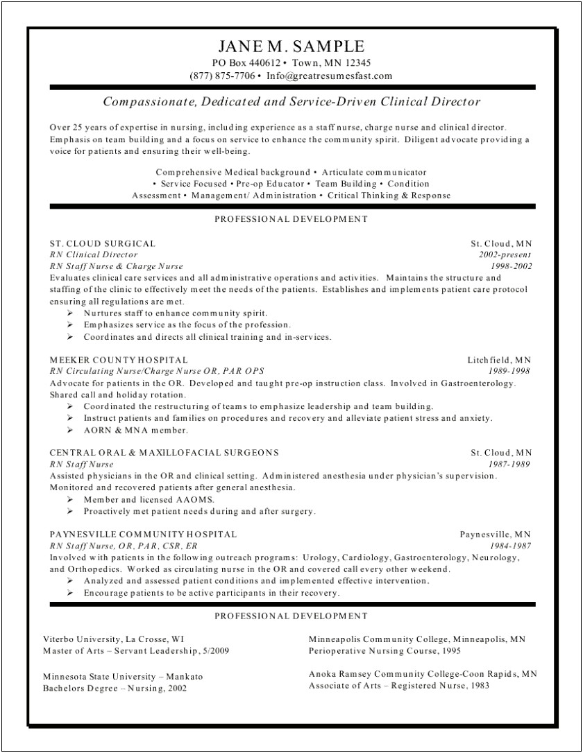 Example Of Objective On Resume For Nursing