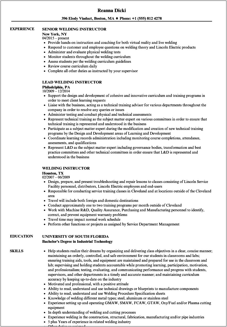 Example Of Objectives In Resume For Welder