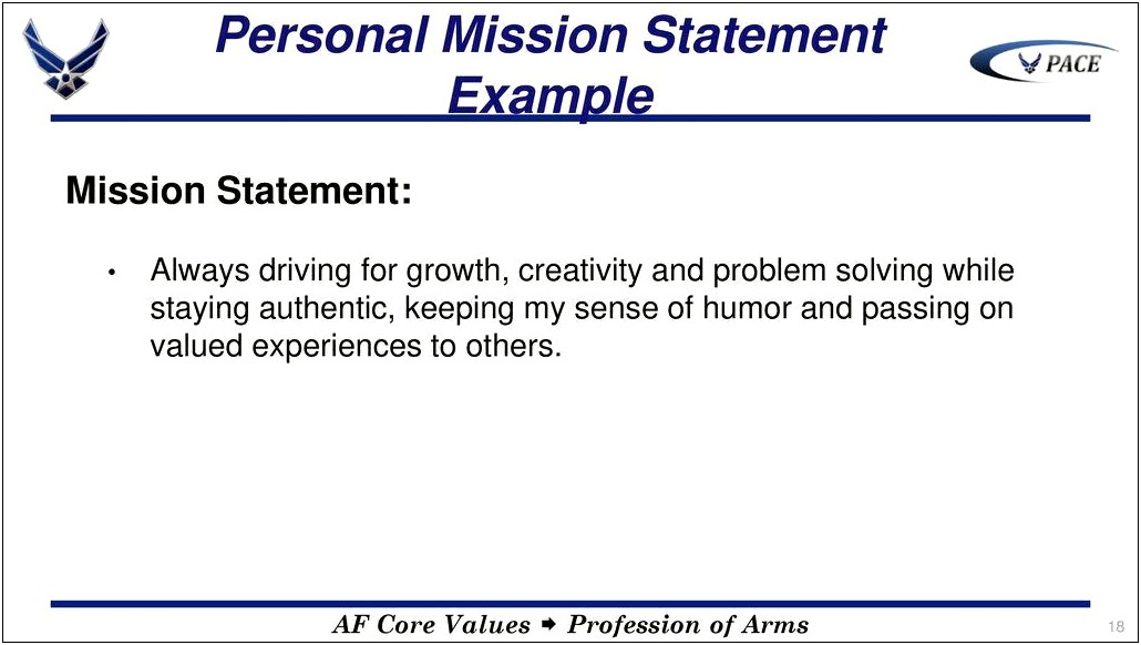 Example Of Personal Mission Statement For Resume