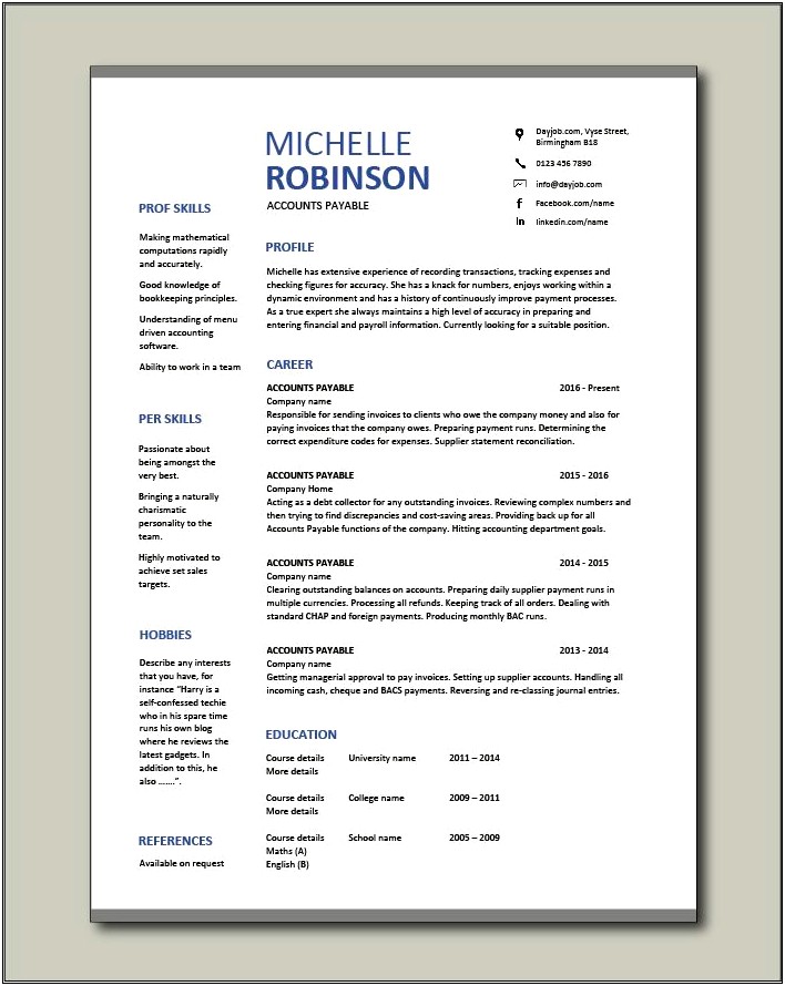 Example Of Personal Profile In Resume