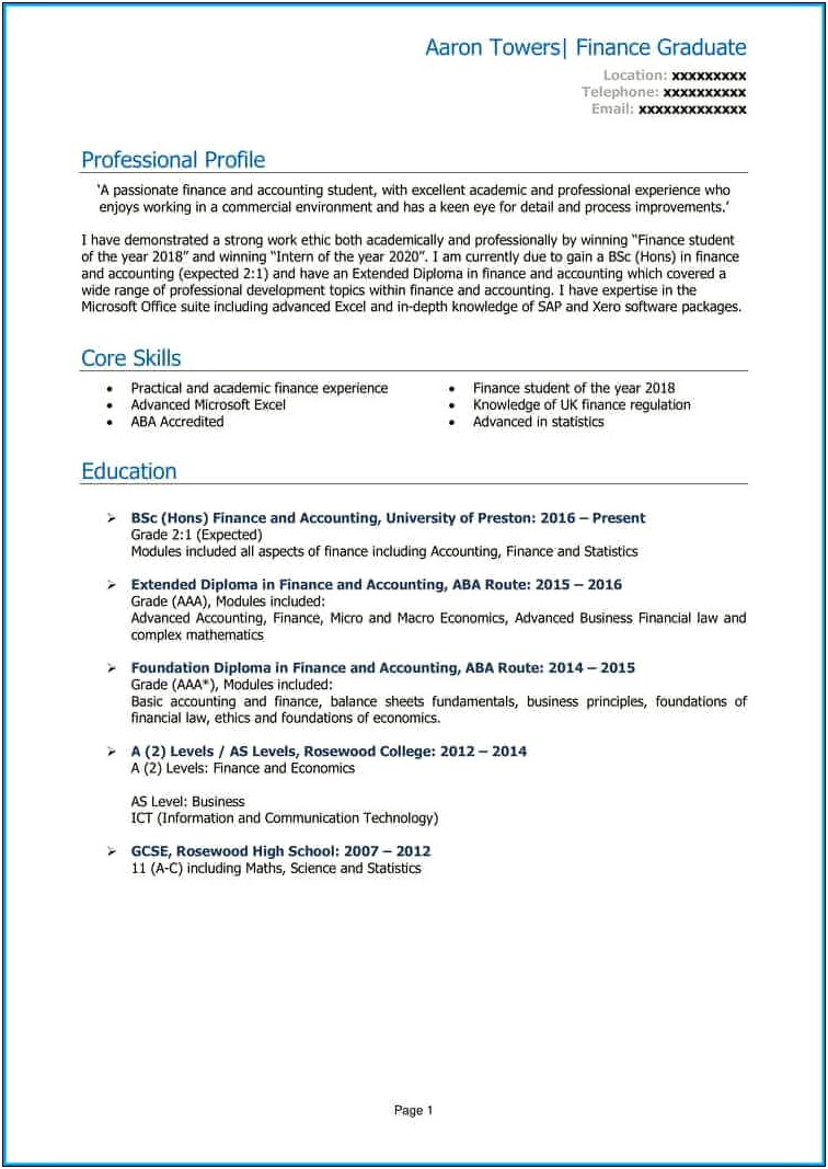 Example Of Resume For Accounting Fresh Graduate