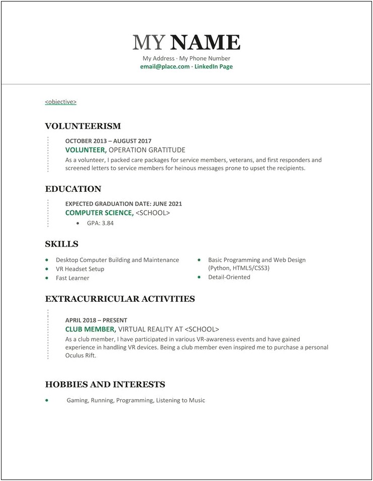 Example Of Resume For Job Fair