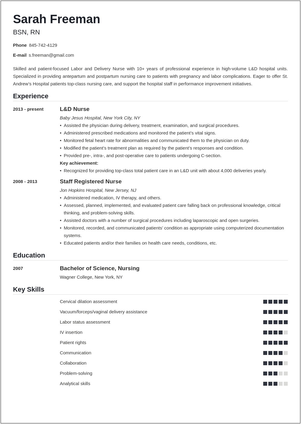 Example Of Resume For Nurses In The Philippines
