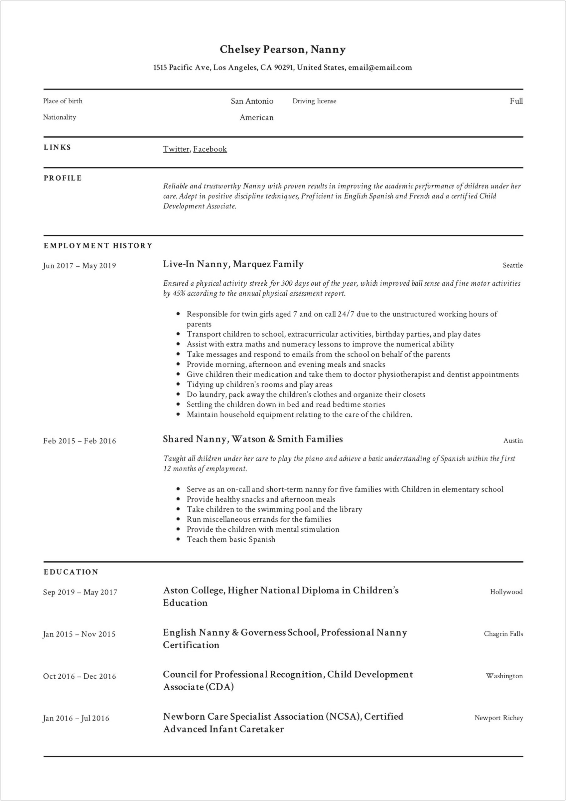 Example Of Resume For Operations Management
