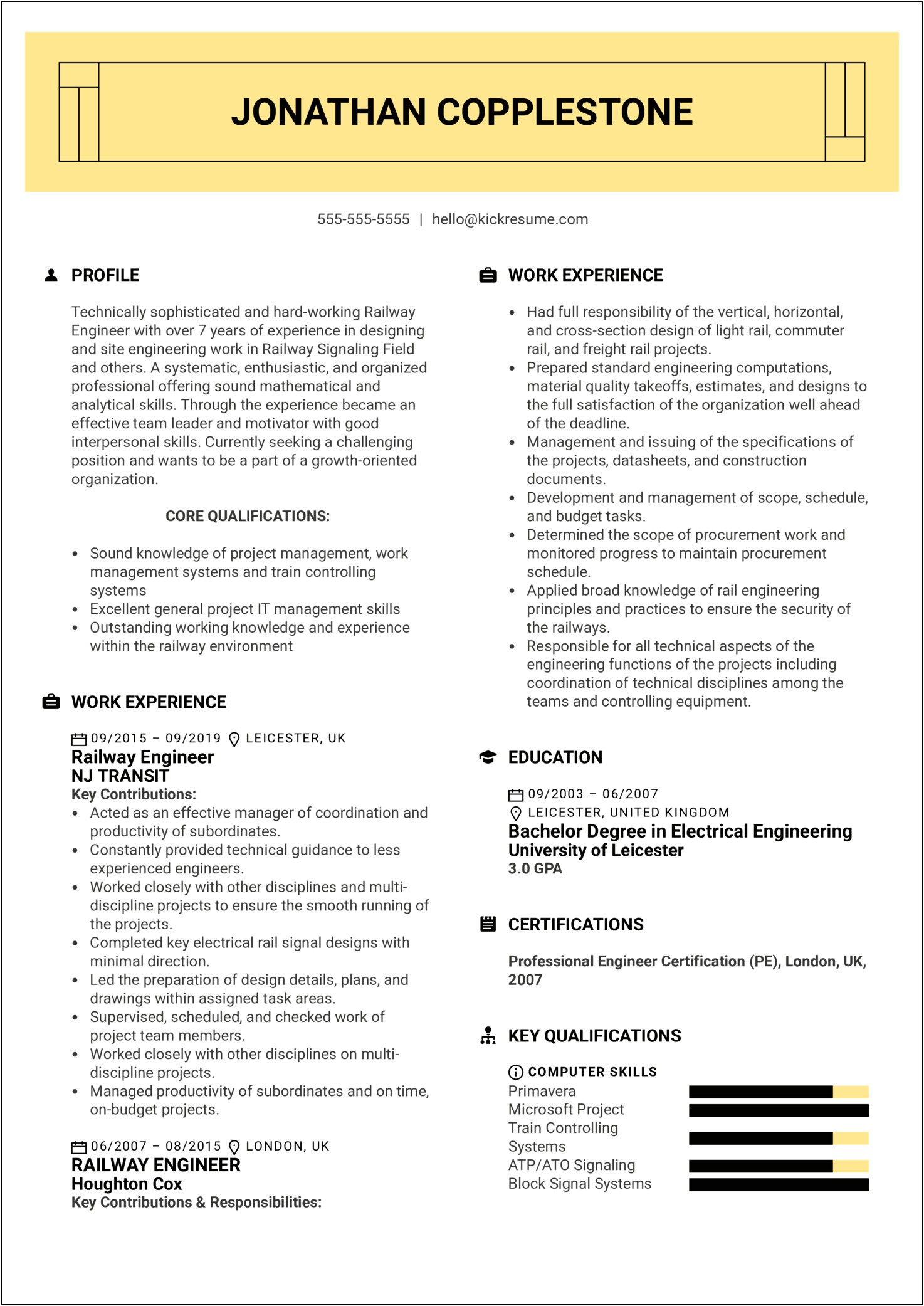 Example Of Resume In The Electrical Field