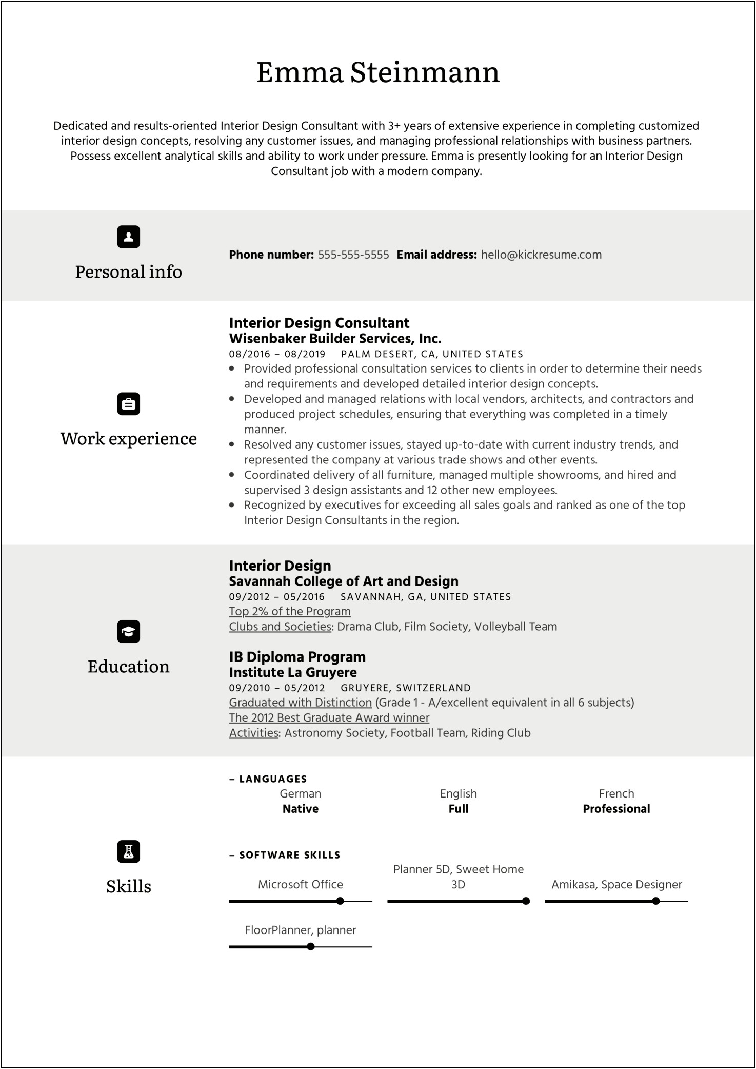 Example Of Resume Objective Interior Designer
