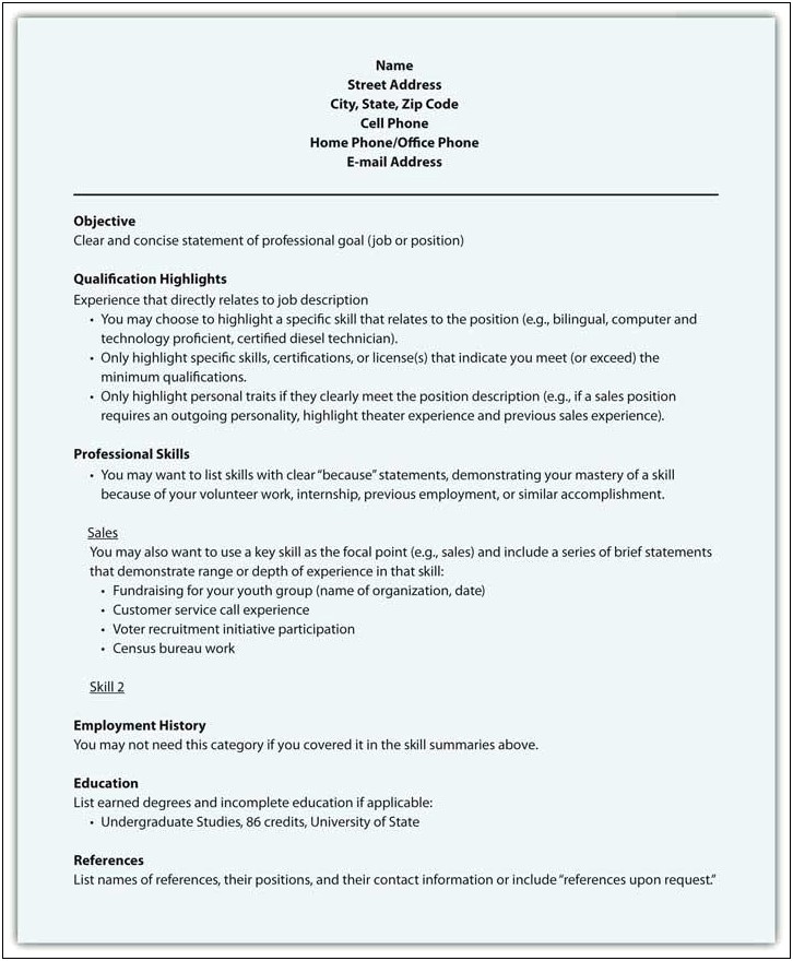 Example Of Resume Section Called Relevant