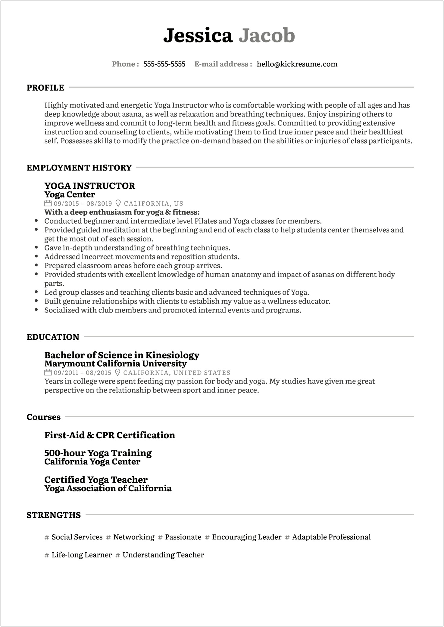 Example Of Resume With Cpr Cert