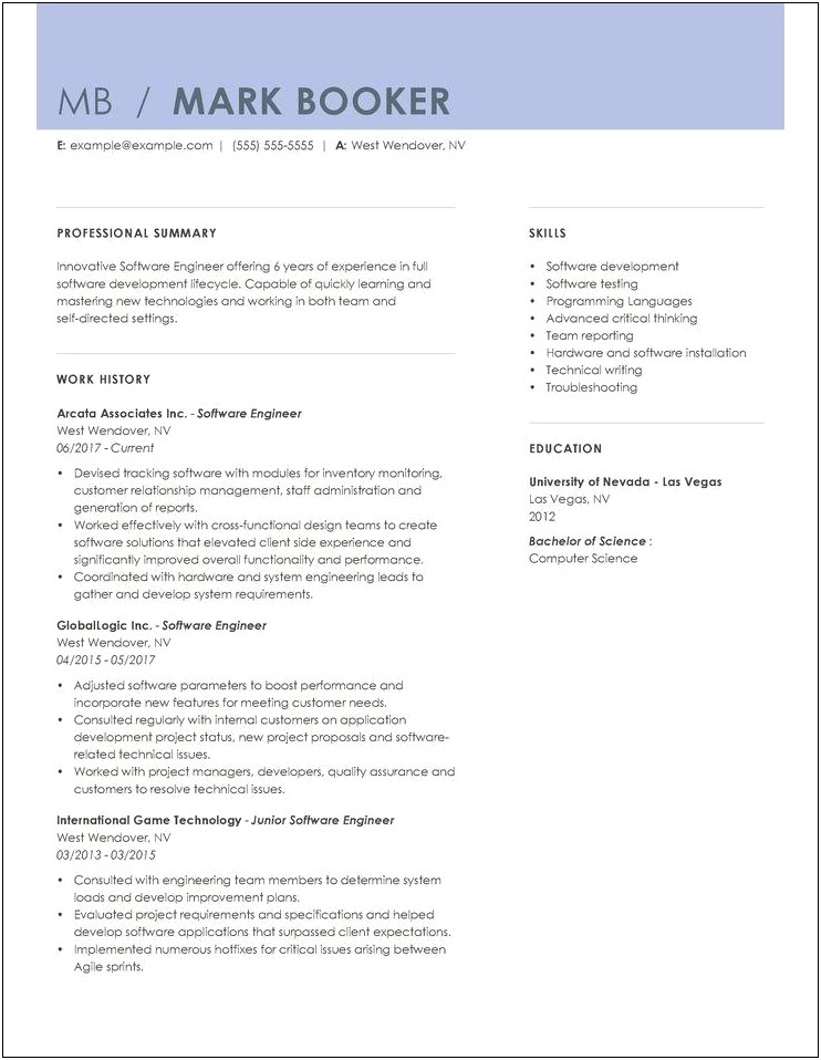 Example Of Resume With Industry Experience