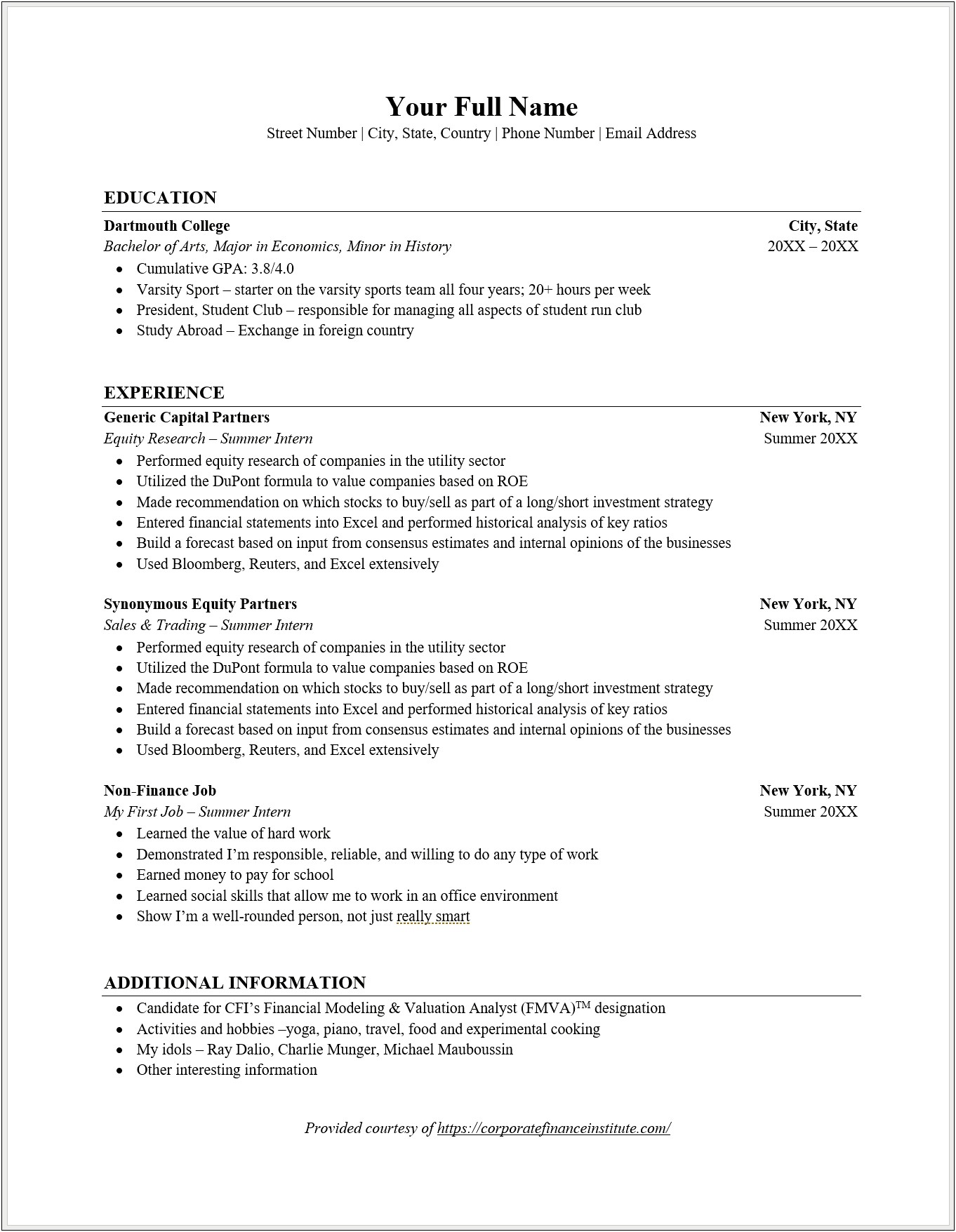Example Of Resume Without College Degree