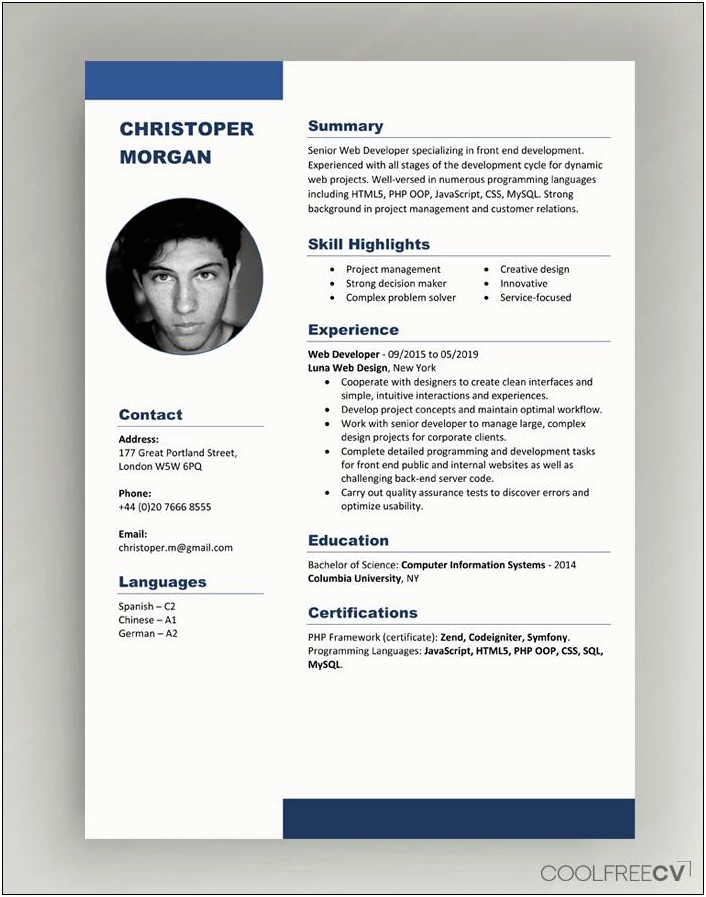 Example Of Simple Resume In English
