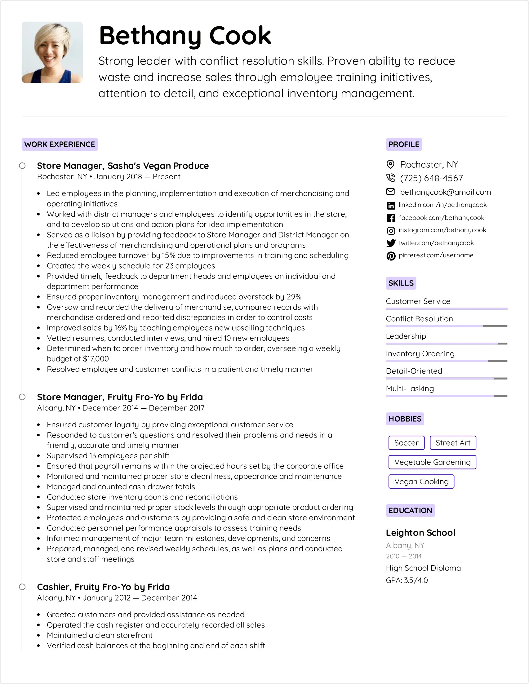 Example Of Skills For Retail Resume