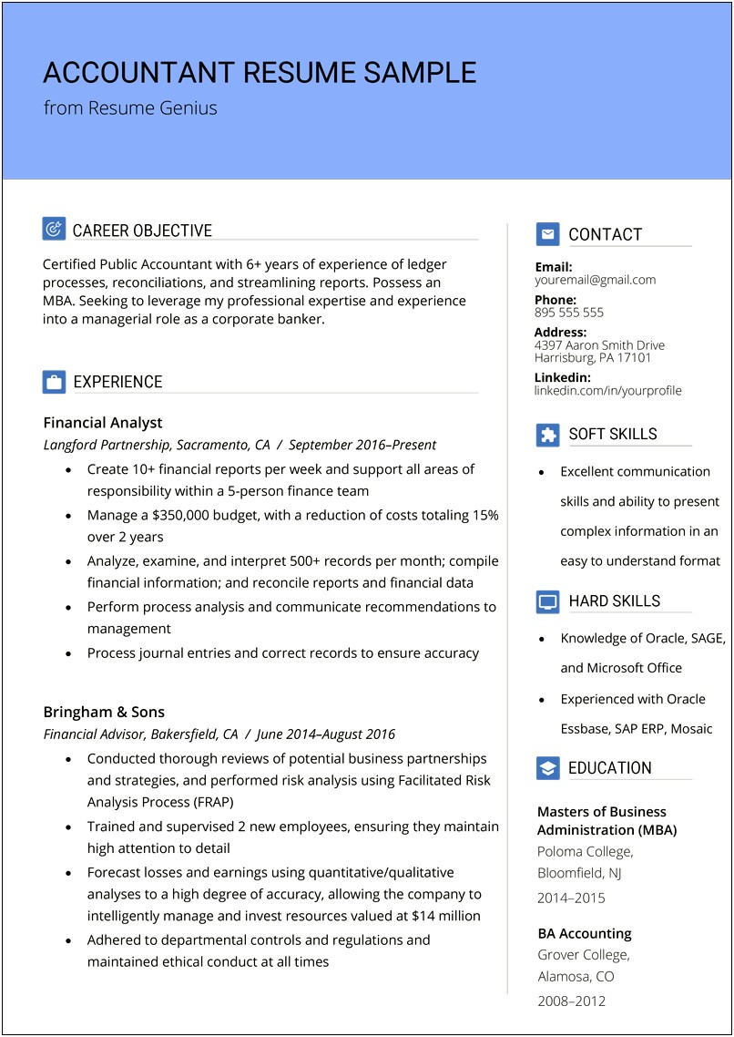 Example Of Staff Accountant Resume Objective