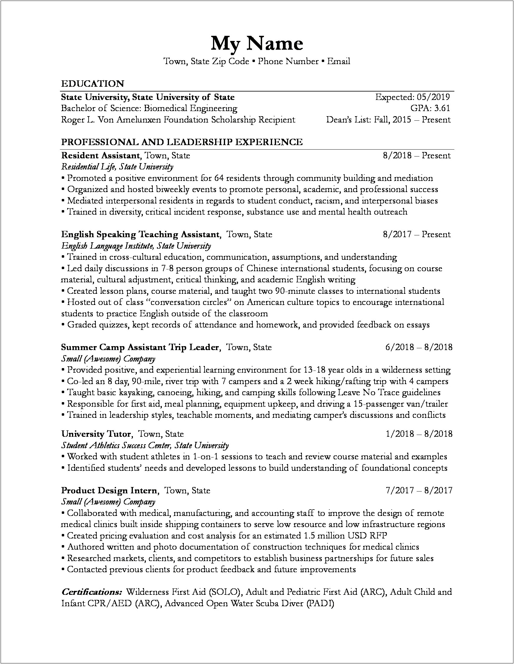 Example Of Study Abroad On Resume