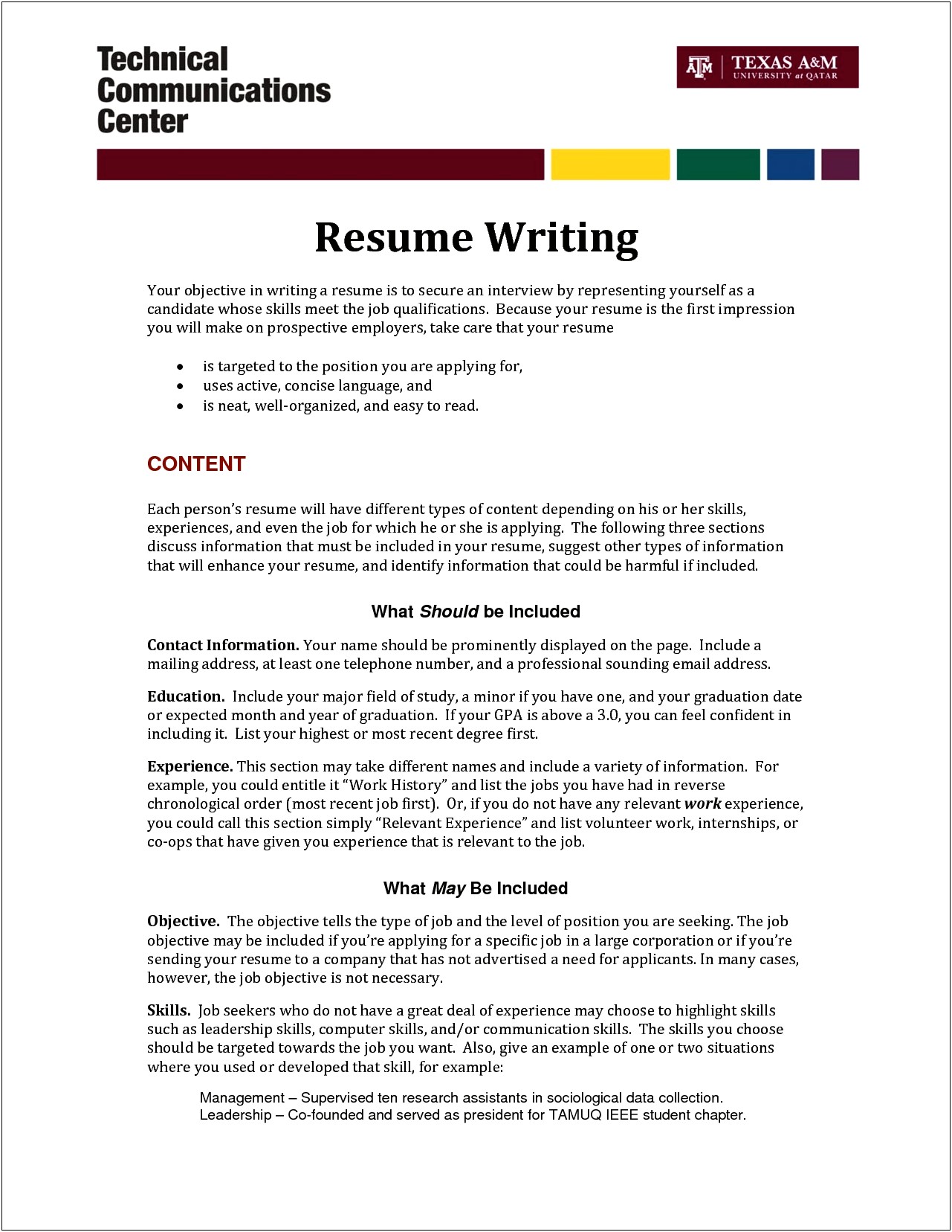 Example Of Writing An Objective On A Resume