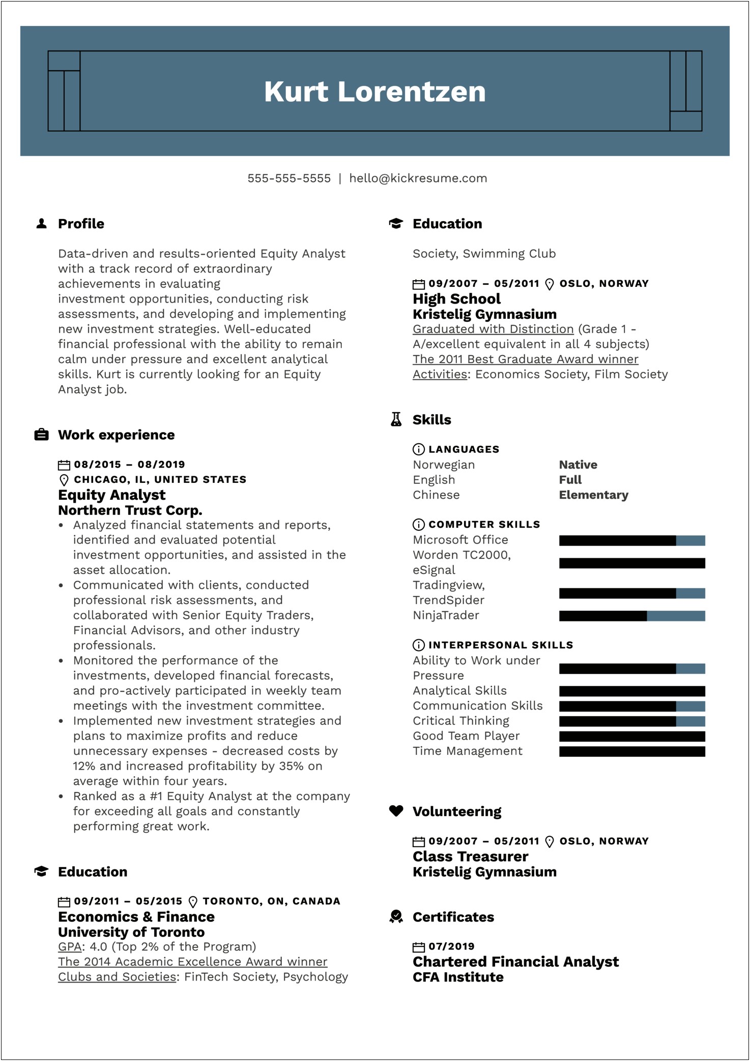 Example Resume Credit Analyst Recent Graduate