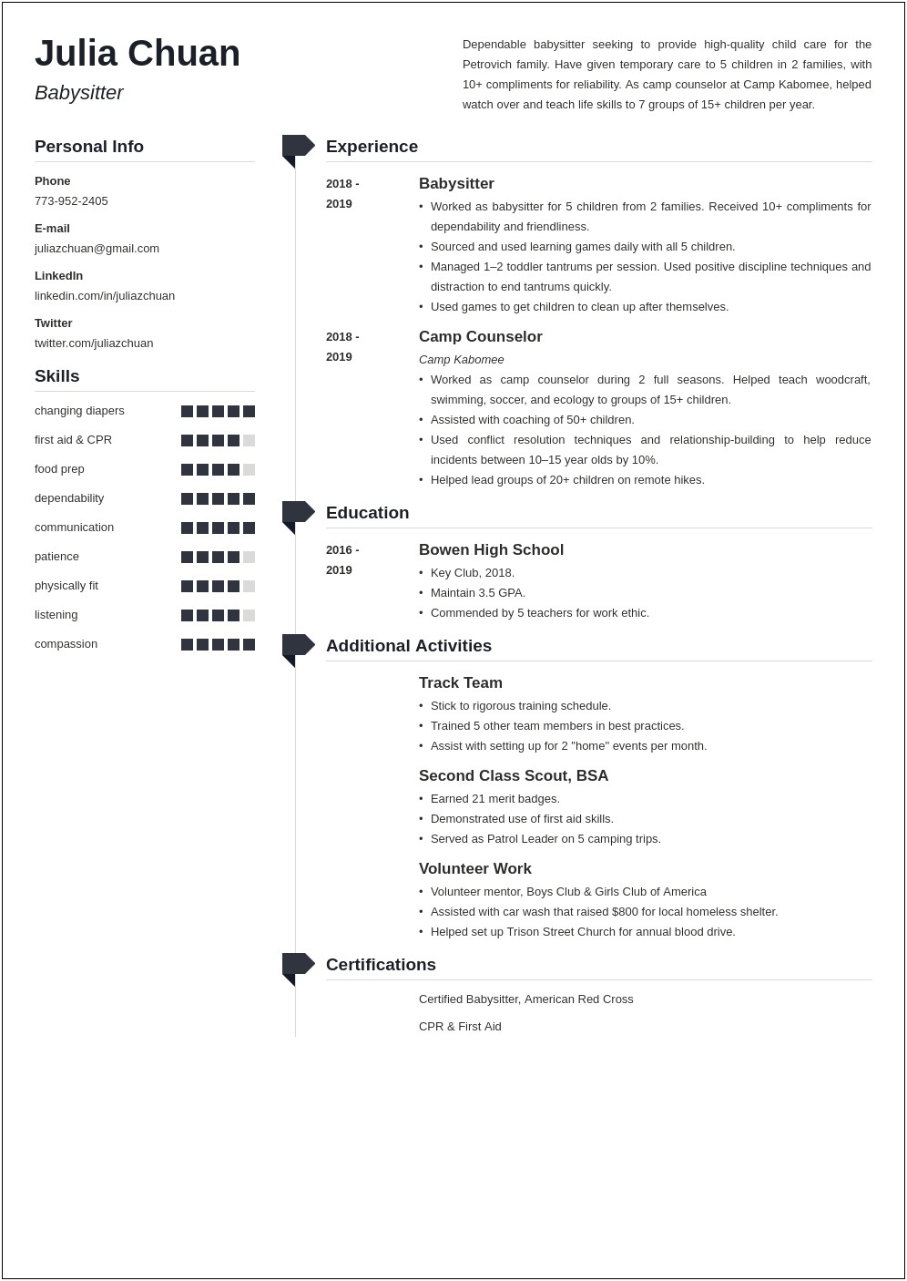 Example Resume For An Instructional Monitor For Preschool