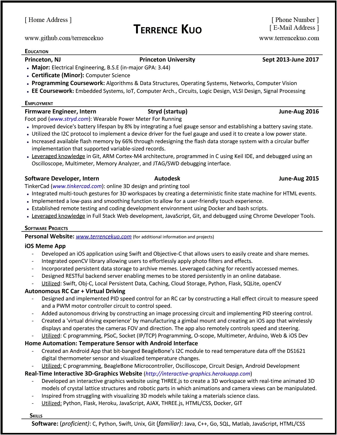 Example Resume For College Student Engineering