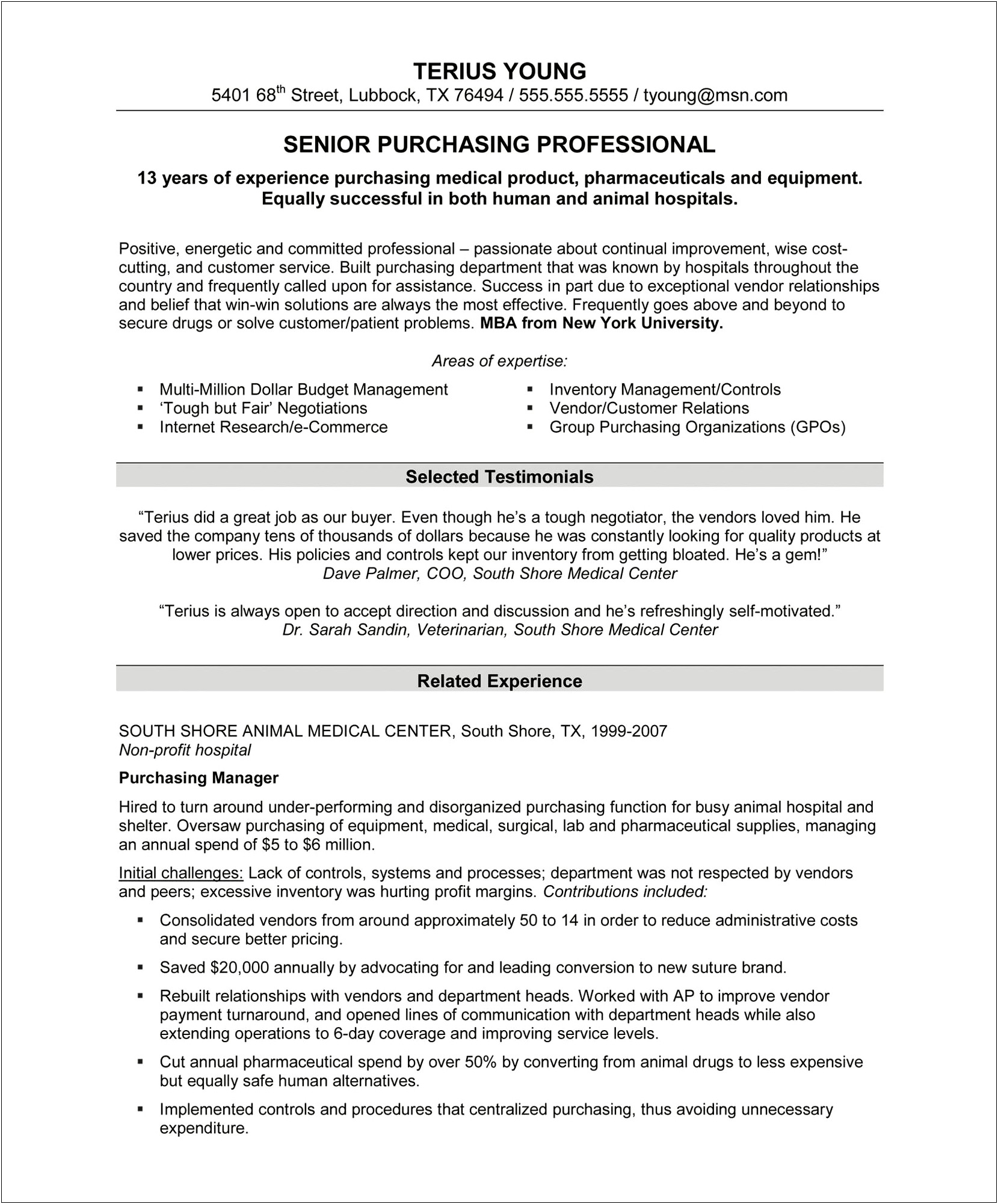 Example Resume For Real World Person