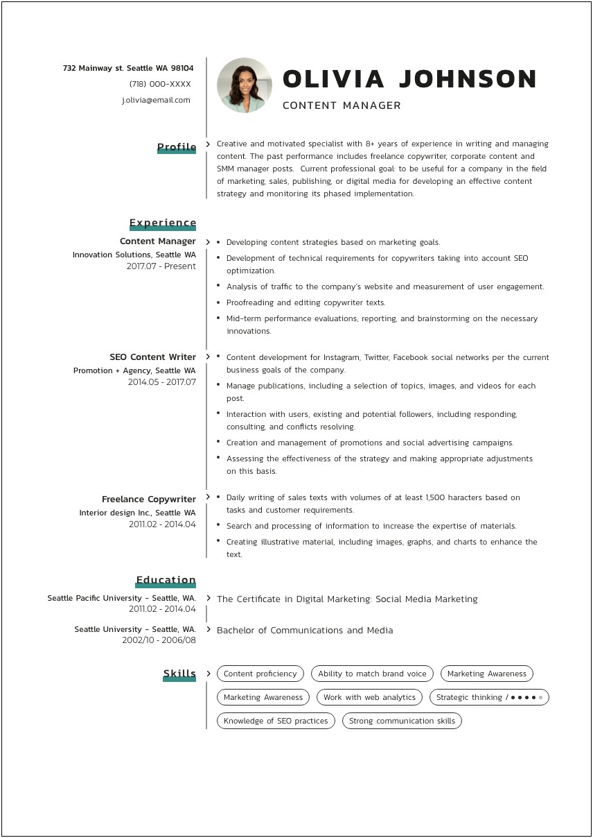 Example Resume For Social Media Manager