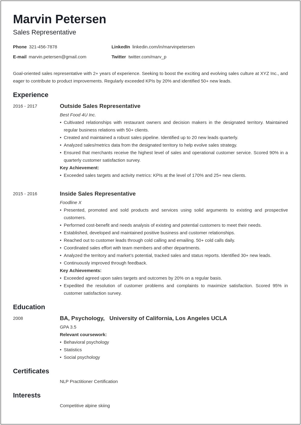 Example Resume Objective For Sales Associate