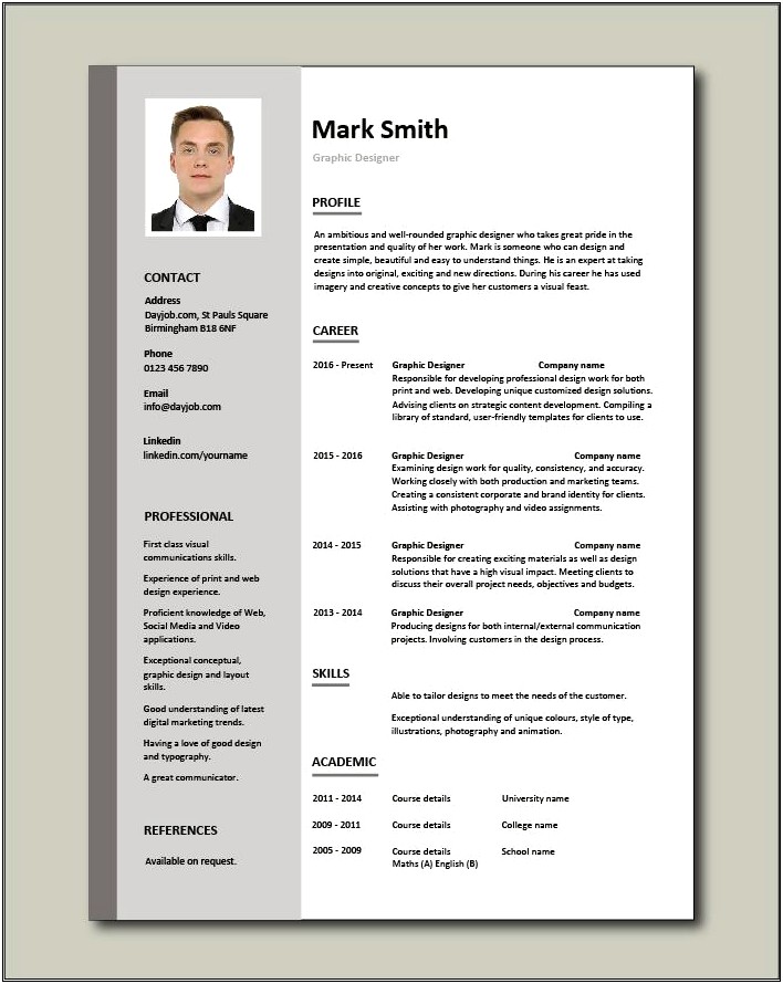 Example Resume Of A Graphic Designer