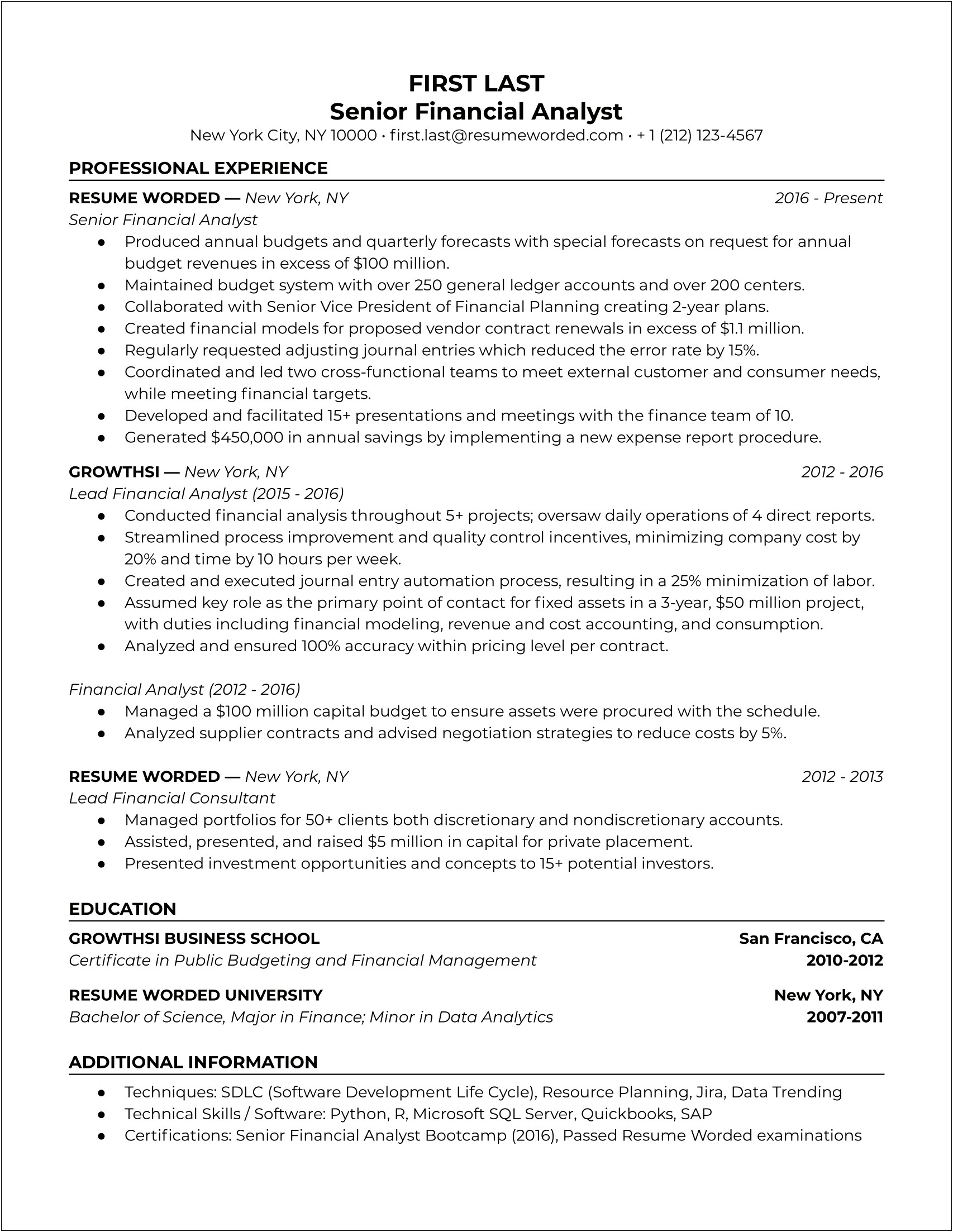 Example Resume Of Wealth Management Associate