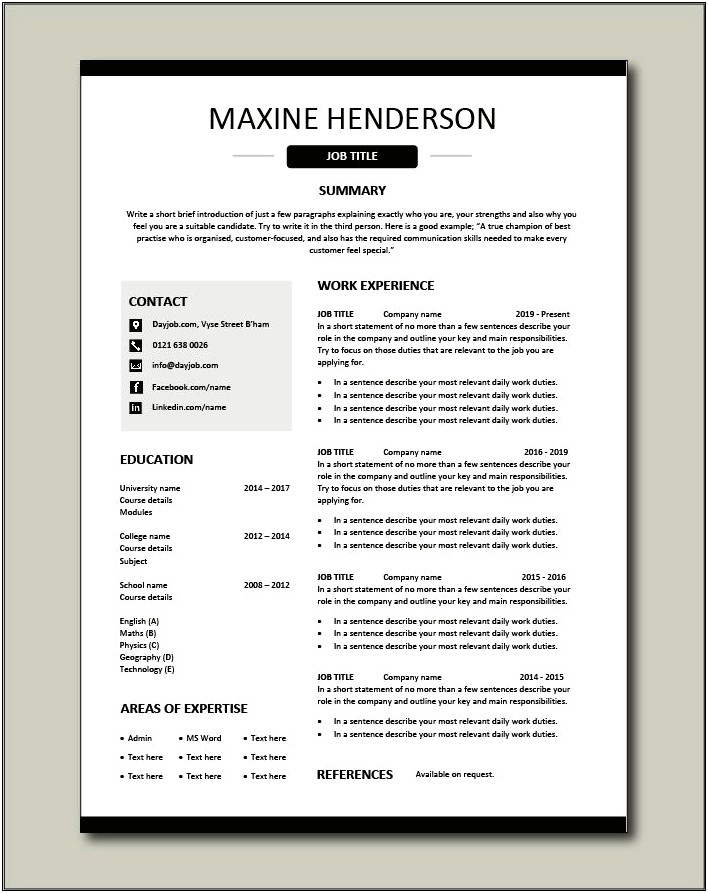 Example Title For Resume For Administrative Position